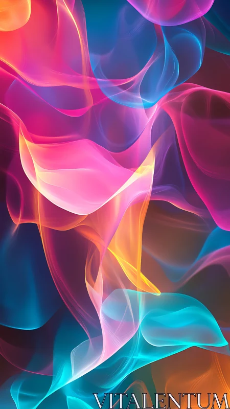 Neon liquid light waves flowing through digital space