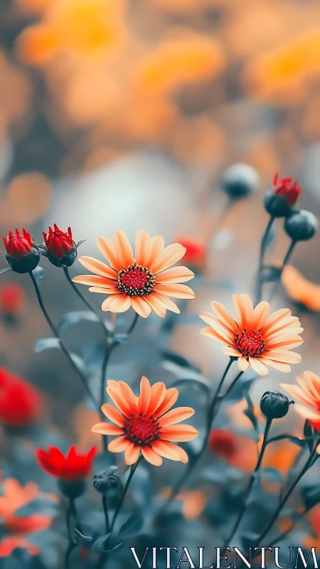 Peachy Gerberas Dancing in Golden Hour Light.
