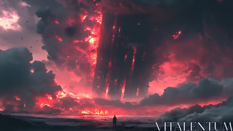 Skyfall monolith ignites a storm of crimson apocalypses.