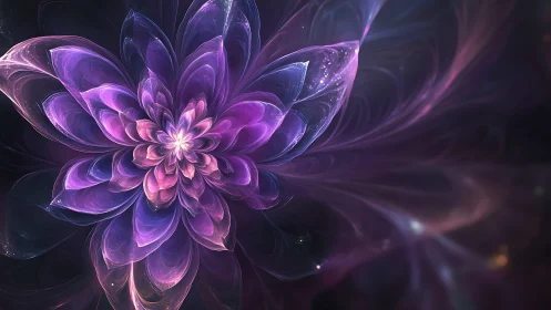 Fractal luminescent flower with nebular petal topology rendered.
