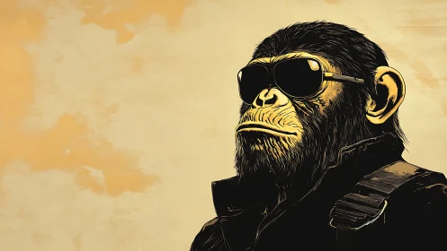 Cool sunglasses chimp ready for an offbeat urban adventure.