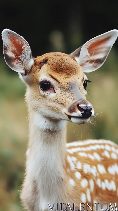 Young spotted deer portrait rendered in sharp natural detail