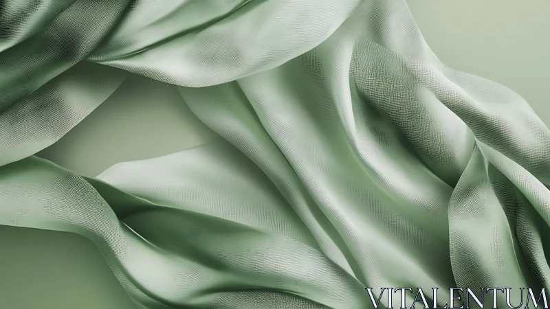 Soft green textile folds form layered undulating surfaces
