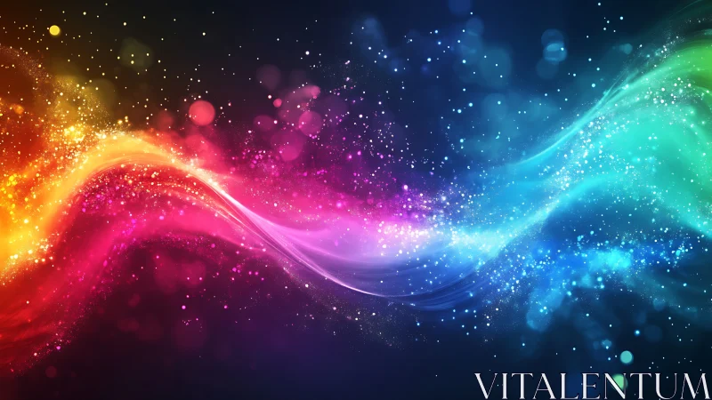 Digital painting of prismatic energy waves in dynamic motion.