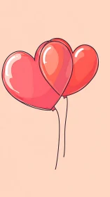 Red heart-shaped balloons suspended against neutral background.