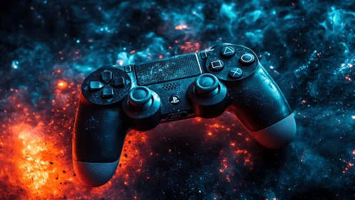 PlayStation DualShock Controller Against Quantum Energy Field Backdrop.