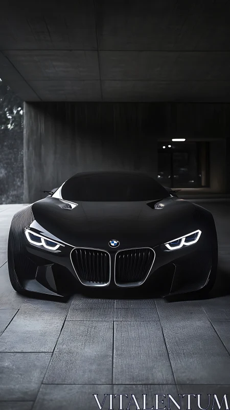 Midnight BMW concept prowls beneath a brutalist overpass