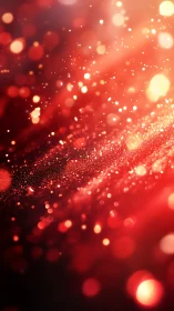 Red bokeh particles form diagonal light field in darkness