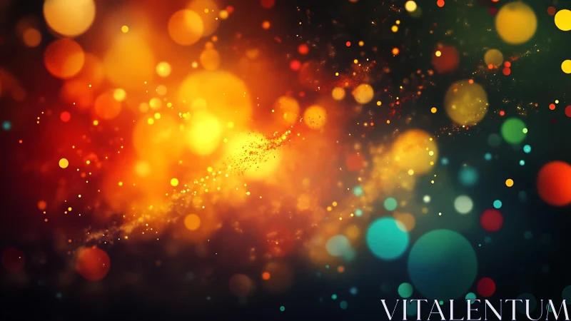 Vibrant Abstract Bokeh Lights in Warm and Cool Tones, Digital Art.