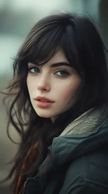 Portrait study shows soft light on contemplative woman.