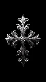 Symmetrical chrome acanthus ornament forms reflective cross
