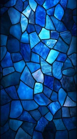 Shimmering cobalt glass mosaic with organic fractured pattern.