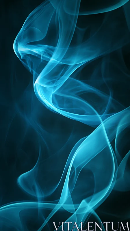 Blue luminous smoke trails on dark abstract background.