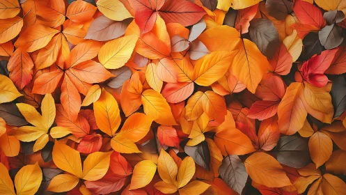 Autumn leaves form dense warm-toned seasonal carpet