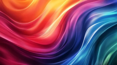 Glowing rainbow waves flowing in soft, silky color layers.