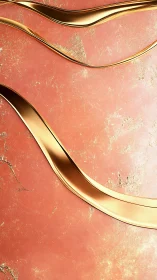 Golden metallic ribbons on textured coral luxury backdrop.