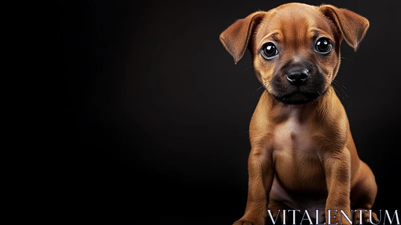 Studio portrait of brown puppy under soft directional lighting