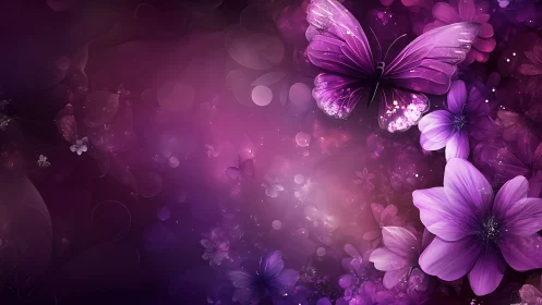Violet butterfly dreams drifting through luminous blossoms.