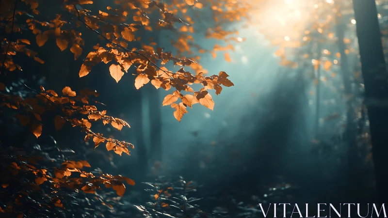 Golden Cascade Through Twilight Forest.