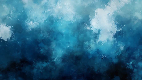 Turbulent blue clouds quietly rehearse an underwater storm