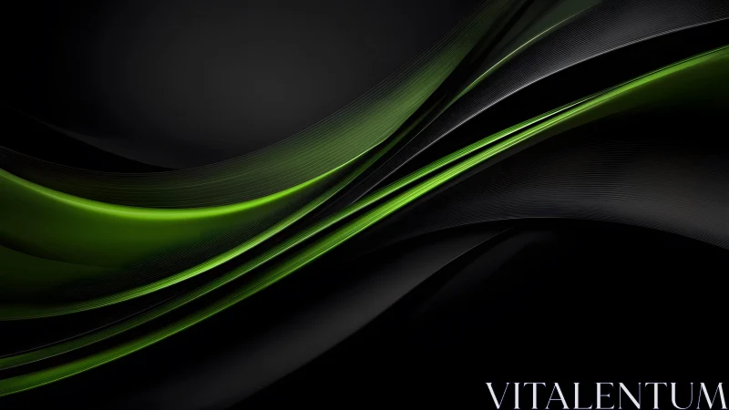 Sleek green and black abstract waves with modern digital style.