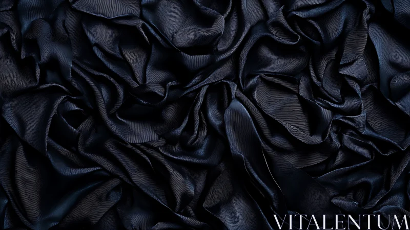 Macro study of crumpled midnight satin textile topology.