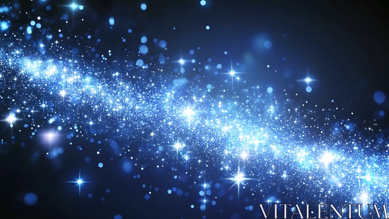 Astrophotographic starfield ribbon with dense blue starlight