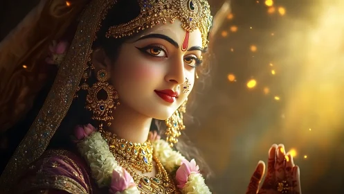 Divine-inspired portrait glows in warm ceremonial light