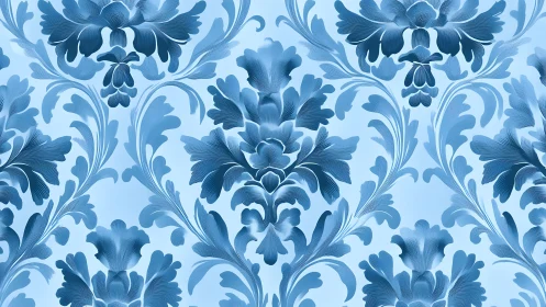 Elegant blue floral damask pattern with intricate vintage style.