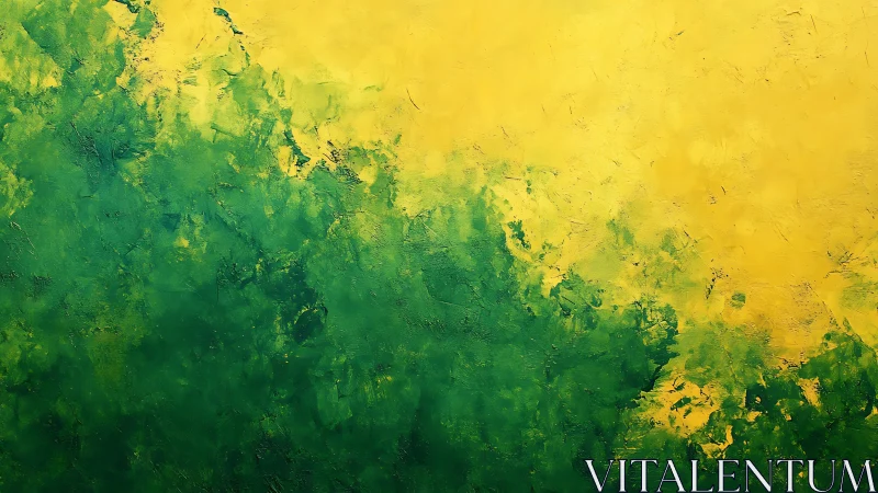 Sunlit emerald fog quietly climbs across the yellow sky