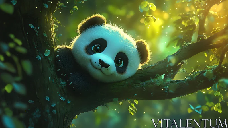 Tree-hugging panda cub turns forest branch into cozy cradle