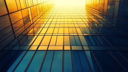 Soaring Glass Towers Bathed in Golden Sunset Light
