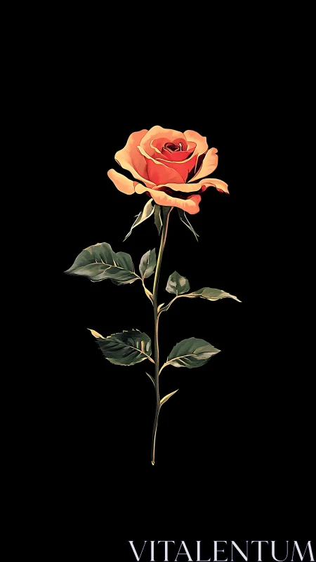 Coral Rose Solitude: A Study in Warmth Against Void.