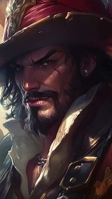 Rugged pirate captain portrait in vivid digital painting.