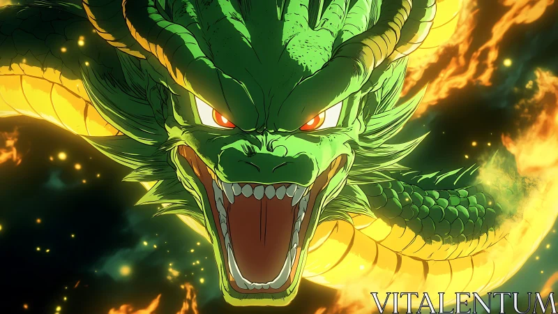 Mythic serpentine dragon rendered with dynamic flame lighting effects