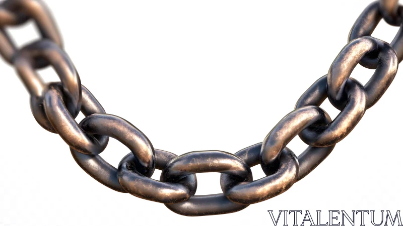 Close-up of metallic chain links on white background, realistic style.