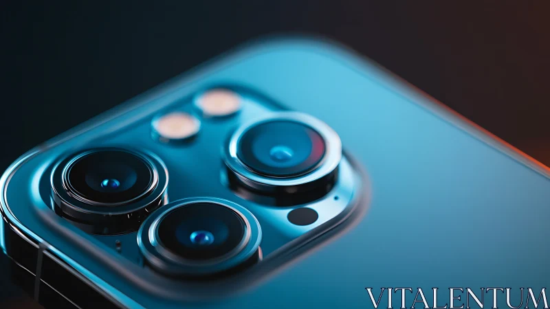 Triple camera smartphone module shows polished lens detail