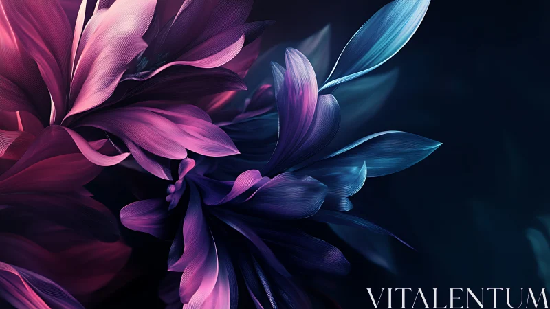 Neon Petals Suspended in Digital Void.