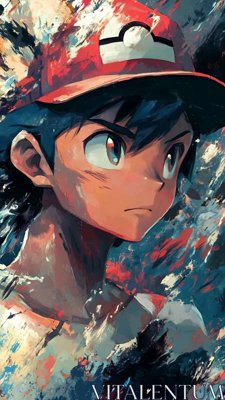 Brushstroke cosmos crowns a determined anime hero’s gaze