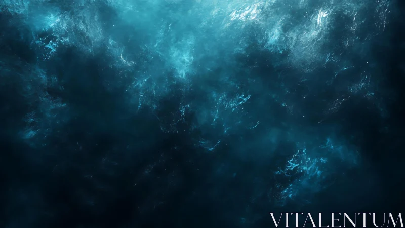 Deep ocean water abstract with glowing blue highlights, digital art.