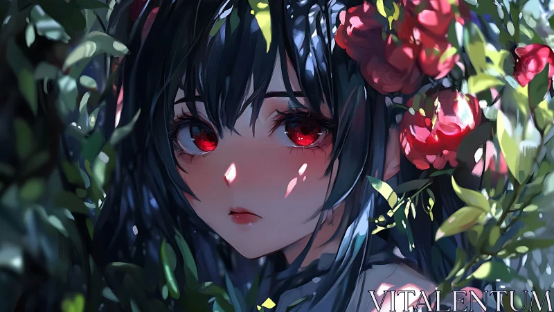 Crimson eyed garden muse hiding in sun-dappled petals.