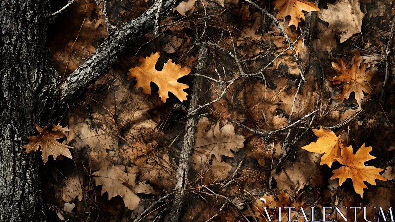 Autumn oak leaf litter forms a high-contrast organic ground plane