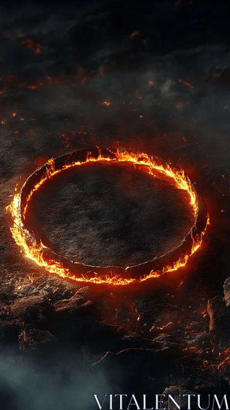 Incandescent Crater Ring: Pyroclastic Void Formation with Luminous Perimeter.