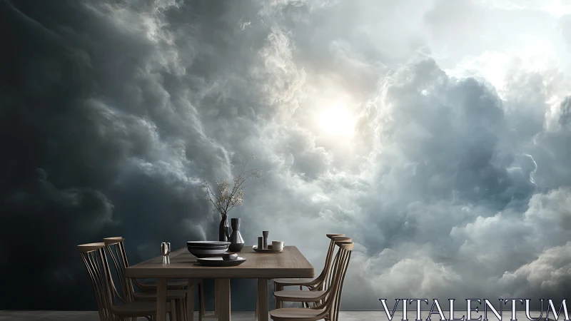 Sunlit Cloudscape Dining Table Where Sky Meets Home.