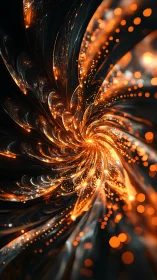 Swirling golden sparks dance through a glowing abstract vortex