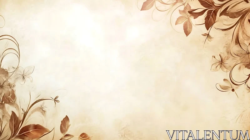 Vintage floral corners frame warm parchment background.
