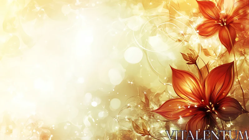 Luminescent Floral Composition with Chromatic Gradient Botanical Elements.