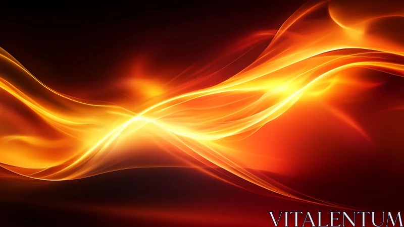 Abstract glowing orange energy waves on dark background, digital art.