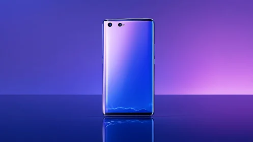 Modern smartphone with gradient glow against vibrant neon backdrop