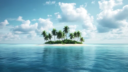 Tropical Island Paradise Emerging From Turquoise Ocean Waters.